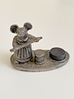 Vtg Pewter Metzke Miss Mouse Figurine Magnetic Thimble Holder