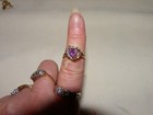 Vintage 14k Solid Gold Heart Amethyst Diamond Accent Ring Sz 6 5 Feb Birthstone