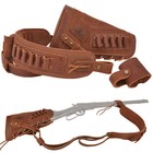 No Drill Combo Of Leather Rifle Buttstock Gun Sling With Loop Fit 308  30-30  22