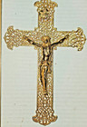 Vintage Ornate Filigree Brass Gilded Metal Wall Crucifix Inri Jesus On Cross 8 