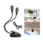 8 Led Music Stand Light 3modes Usb Book Light White Dual Heads Clip On Battery 