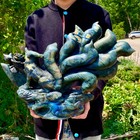 18lb  Hand Carved Labradorite Nine Tailed Fox Gemstone Statuecrystalornamentgift