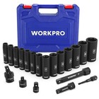 Workpro 20-piece 1 2    Drive Deep Impact Socket Set  6-point  Cr-v Steel 10-27mm