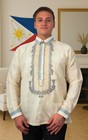White And Gray Long Sleeve Organza Barong Tagalog Order Us Size