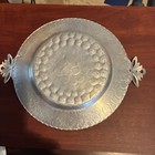 Vintage Hand  Hammered Aluminum Tray Rodney Kent Tulip Floral Handles Unmarked