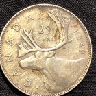 1949 Canada 25 Cents Silver Coin - Vf  very Fine  Condition
