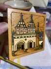 Russian Hand Made Painted   Carved Wooden Box Vintage Pyrography Castle Details
