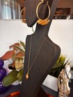Cloisonn   Bead Pendant Vintagenecklace And Acrylic Beaded Hop Earrings  Set