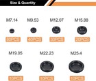 200 Black Rubber Hole Plugs Assortment For Auto Body And Sheet Metal  Flush Head