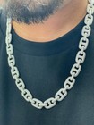 10mm Round Cut Moissanite Man s Cuban Link Mariner Chain 925 Sterling Silver