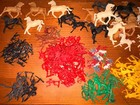 Huge Lot 300  1960s Timpo Toys England Cowboys Indians Horses Tim Mee Mixed Vtg