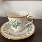 Vintage Lenox    holiday    China Teacup And Saucer  Holly Berry Christmas