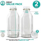 Stock Your Home Liter Glass Milk Bottles  2 Pack  - 32-oz Milk Jars With Lids -
