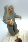 Vintage Folk Art Ice Fishing Sculpture Primitive Carved Wood Ted Oeffler Rare