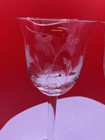Set Of 2 Antique Circa Early 20th Century Crystal Wine Glass Etch Flower Design