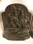 Vintage Pair Hubley 246 Cast Iron bronze Old Crusaders Knights Armor Bookends