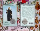 Saint St Peregrine With Medal   Prayer - Plastic Coated Holy Card