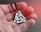 Viking Valknut Symbol Pendant -- Norse odin power medieval silver jewelry skyrim
