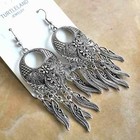 Boho 925 Sterling Silver Vintage Style Tibetan Tibet Dangle Drop Hook Earrings