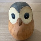 Vintage  Hand Carved And Painted Wooden Barn Owl Figurine  Folk Art    