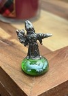 Vintage Pewter Wizard And Dragon Figurines Mounted On Glass Lot Of 6