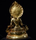 9 5  China Old Classic Tibetan Buddhism Brass Gilt Green Tara Buddha Statue
