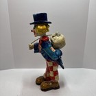 Vintage Signed Folk Art Mexico Alvarez Paper Mache Clown Statue Standing 10 5   