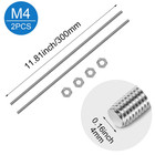 2 Pack M4-0 7mm Pitch Fully All Threaded Rod Studs300mm 11 8 Long 304 Stainles
