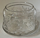Vtg Clear Cut Etched Glass Round Dish Bowl Vanity Bath Floral Butterfly Decor