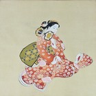 Vintage Japanese 20th C Asian Framed Under Glass Geisha Kimono Painting On Silk