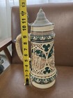 Vintage German Ceramic Beer Stein 13  Tall Lidded Green  die Erste Siebe 