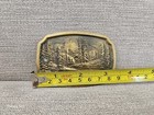 Vintage Bts Bergamot Brass Works Mountain Forest Scene Belt Buckle Deer
