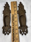 Antique Victorian Cast Brass Wall Match Holders Pair Ornate Vesta Safes 7   