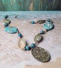 Necklace With Large Turquoise Beads And Pendant