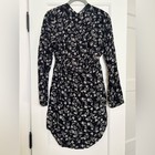 Angie Black And White Floral Long Sleeve Dress  medium 