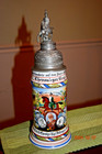 Antique Regimental Military Cavalry German Beer Stein Screw-off Lid Gem Relief
