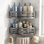 No Drill Corner Shower Shelf - Adhesive Bathroom Caddy  Wall Mounted Organizer 2