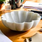 10  Large Ruffle Scalloped Bowl For Home Marble Decor  Handcrafted White Marb   