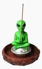 Ufo Green Alien In Spaceship Saucer Moon Crater Backflow Incense   Stick Burner