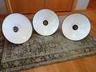 Set Of 3 Wheeler 18  Cast Top Porcelain Enamel Vintage Barn Light