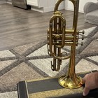 1961 Holton Collegiate Bb Cornet 3 Valves Gold Lacquer Brass W  Original Case