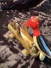 Original Painted Cast Metal Woodpecker Toothpick Dispenser Rare