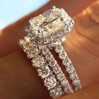 Asscher Cut Diamond Ring White Gold Side Stones Women s Engagement Jewelry