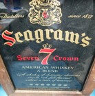 Vtg 15x19  Wood Framed Seagram s 7 Crown Whiskey Gold Red Bar Advert Mirror