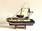 Vintage Wooden Fishing Boat Ship Model Nautical  peniche  W  Stand Coastal Decor