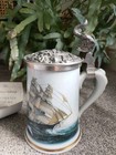 Leonard J Pearce Greyhounds Of The Sea Lidded Beer Stein 25cm Tall With Paper