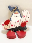 Vtg Wood Santa Gnome Elf Folk Art Hand Painted Valentine s Heart Candy Cane 8 