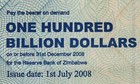 10 X 100 Billion Dollars Zimbabwe Special Agro Cheque 2008 Authentic Genuine Coa