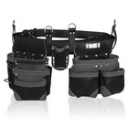 Trutuch Black Leather Tool Belt With Suspender   18 Pockets   Framers Tool Belt
