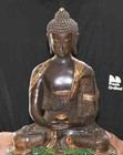 Old Tibet Pure Bronze Gilt Sit Shakyamuni Sakyamuni Amitabha Buddha Statue